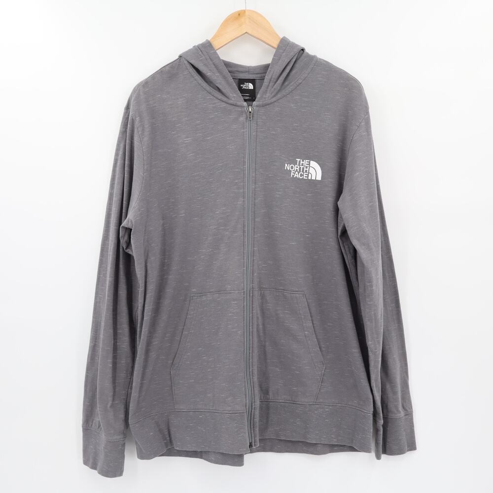 The North Face Sz L Men's Full Zip Large Logo Grey Hoodie Classic Outdoors